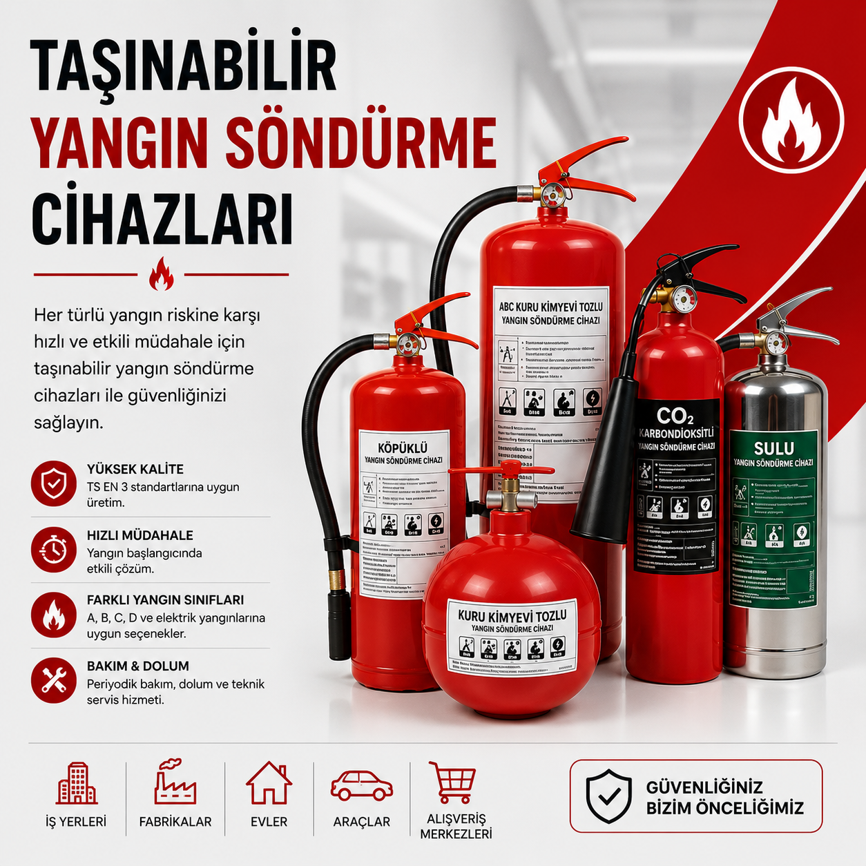 Taşınabilir yangın söndürme tüpleri